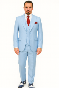Big Lapel - Wide Lapel - Tom Ford Style Suit - Ticket Pocket - Sky Blue