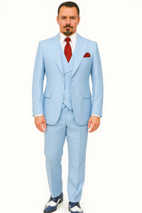 Big Lapel - Wide Lapel - Tom Ford Style Suit - Ticket Pocket - Sky Blue
