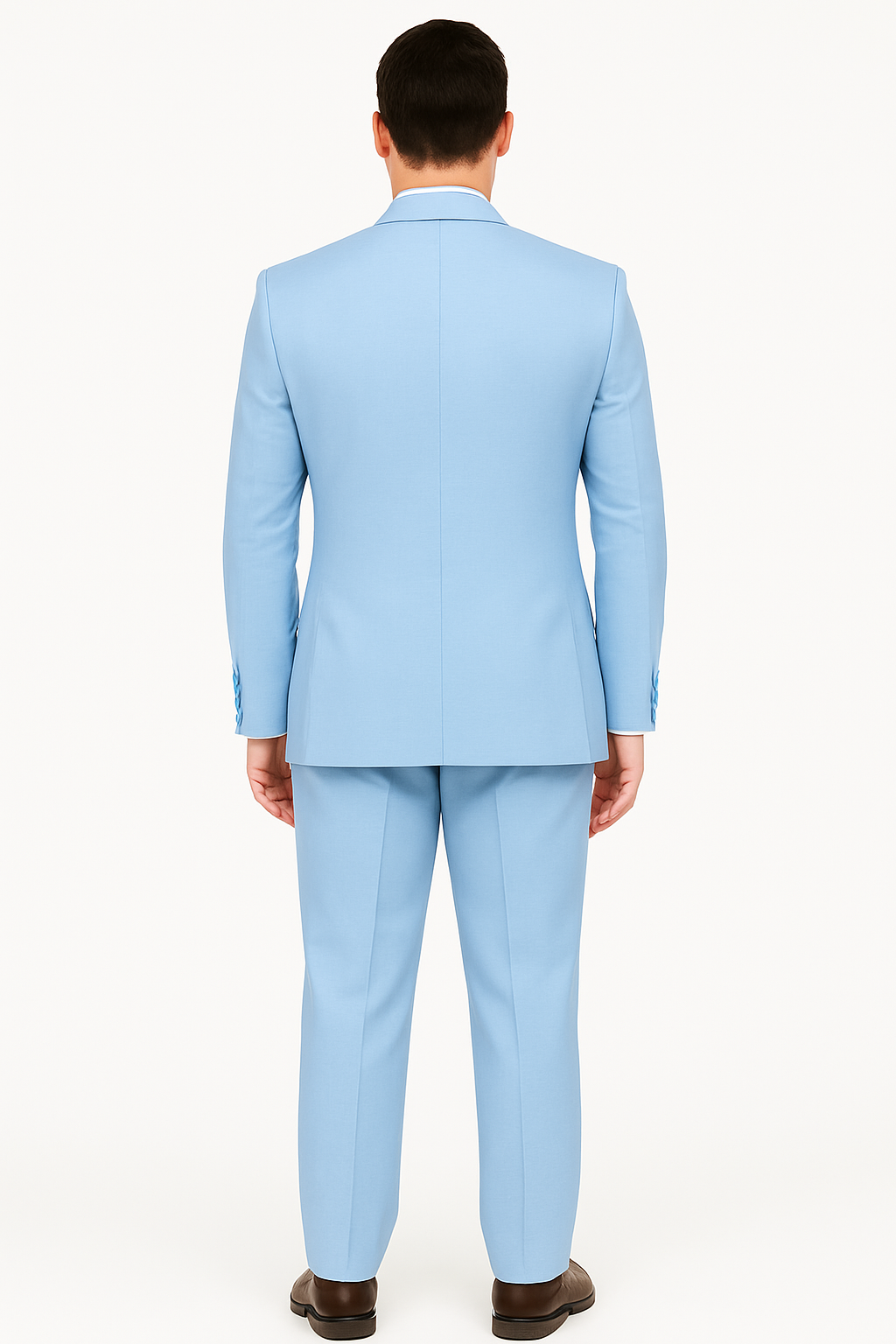 Big Lapel - Wide Lapel - Tom Ford Style Suit - Ticket Pocket - Sky Blue - Image 3