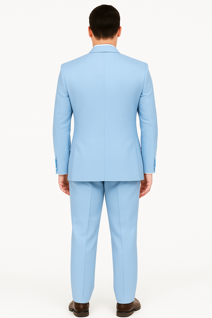Big Lapel - Wide Lapel - Tom Ford Style Suit - Ticket Pocket - Sky Blue - Image 3