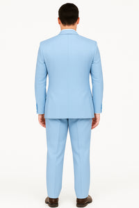 Big Lapel - Wide Lapel - Tom Ford Style Suit - Ticket Pocket - Sky Blue - Image 3