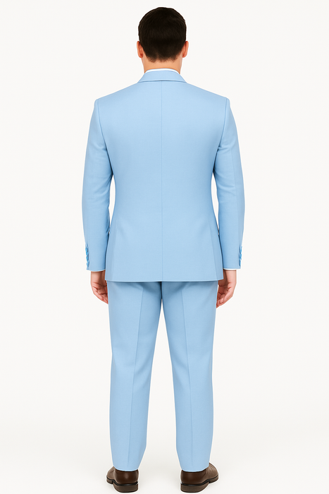 Big Lapel - Wide Lapel - Tom Ford Style Suit - Ticket Pocket - Sky Blue
