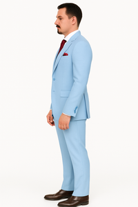 Big Lapel - Wide Lapel - Tom Ford Style Suit - Ticket Pocket - Sky Blue