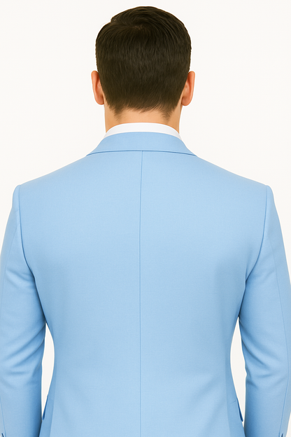 Big Lapel - Wide Lapel - Tom Ford Style Suit - Ticket Pocket - Sky Blue - Image 6