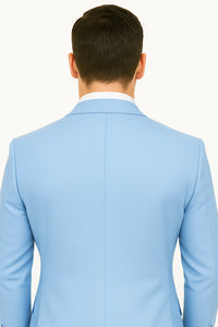 Big Lapel - Wide Lapel - Tom Ford Style Suit - Ticket Pocket - Sky Blue - Image 6