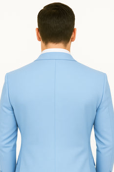 Big Lapel - Wide Lapel - Tom Ford Style Suit - Ticket Pocket - Sky Blue - Image 6