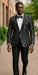 Big And Tall Tuxedo Paisley Tuxedo Sparkling Blazer - Black and White Floral Sport Coat