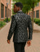 Big And Tall Tuxedo Paisley Tuxedo Sparkling Blazer - Black and White Floral Sport Coat