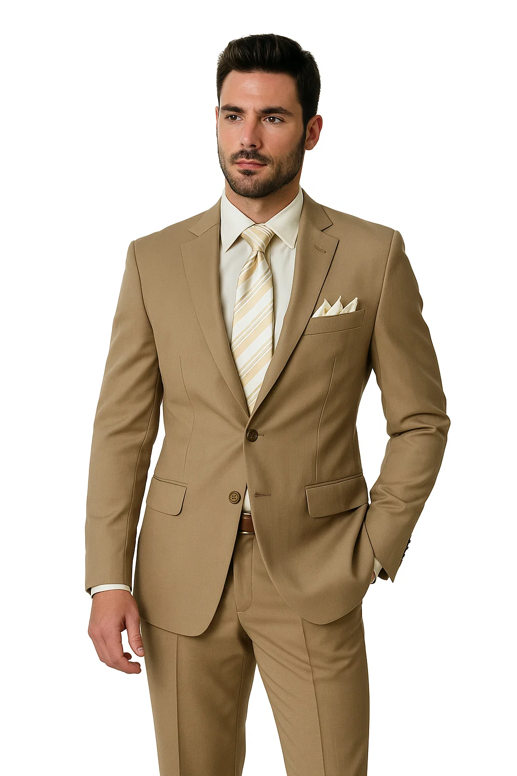 Cheap Plus Size Suits For Men - Big and Tall Suit For Big Guys Khaki - Image 2