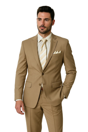Cheap Plus Size Suits For Men - Big and Tall Suit For Big Guys Khaki - Image 2