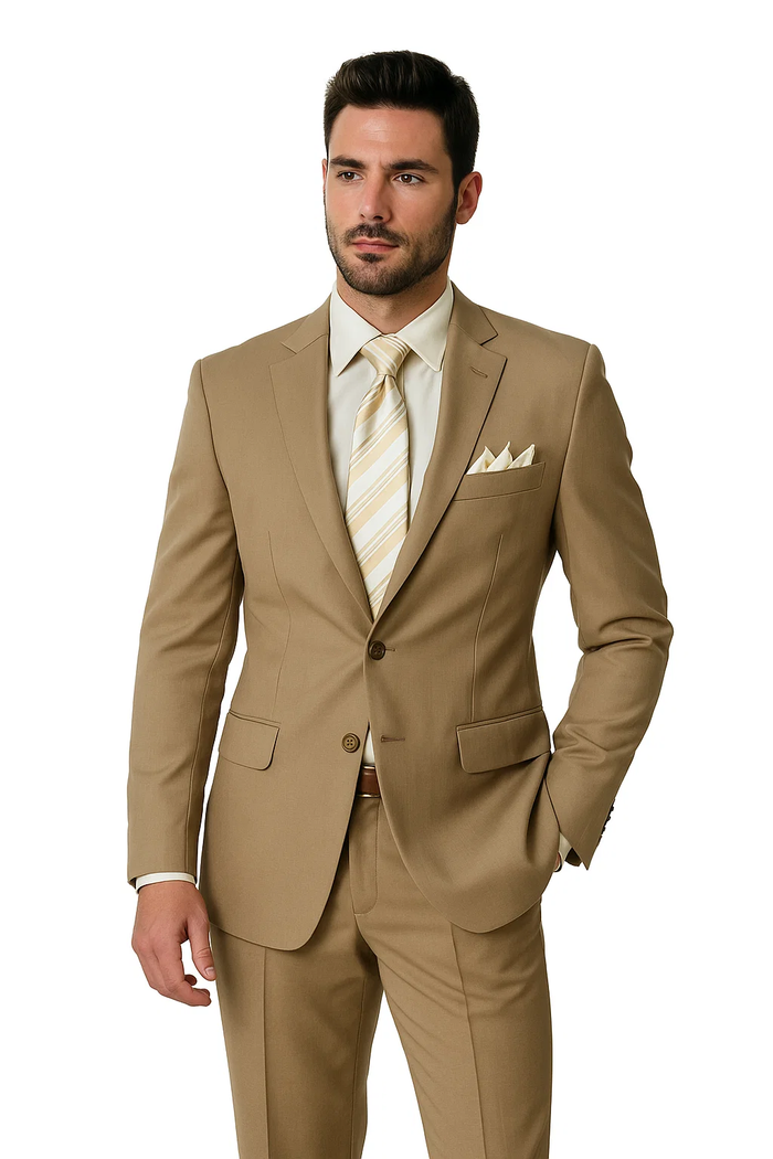 Cheap Plus Size Suits For Men - Big and Tall Suit For Big Guys Khaki - Image 2