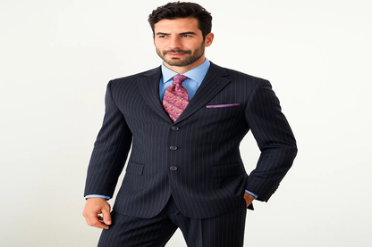 Cheap Plus Size Suits For Men - Big and Tall Suit For Big Guys Navy - Image 2