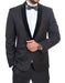 Men's Black  Slim Fit 1 Button Shawl Velvet Lapel Tuxedo Suit  Slim Fit Black Tuxedo - Skinny Fit Tuxedo