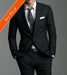 Luxury Italian Made 2-Button Fitted Suit Black 2 Piece Suits - Two piece Business suits Suit