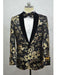 Black And Gold Two Toned Paisley Floral Blazer Tuxedo Dinner Jacket Fashion Sport Coat
