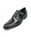 Men's Fashionable Carrucci Calfskin Double Buckles Slip On Style Stylish Dress Loafer Black