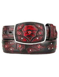Fashion Western Belt Black,Cherry Original Ostrich Leg Skin