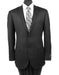 Designer Affordable Inexpensive Men's Solid Black Wool Regular Fit Suit with Flat Front Pant