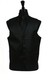 Tuxedo Vest - Wedding Vest Black paisley tone on tone Waist coat Tie Set - Men's Neck Ties - Mens Dress Tie - Trendy Mens Ties