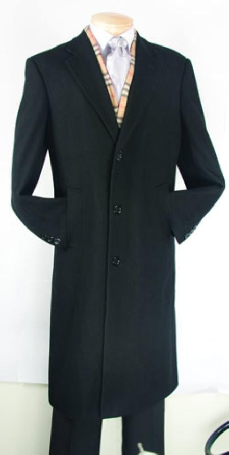 Men's Dress Coat  Peak Lapel Diamond Duster All Weather Coat Jet Black main image 1