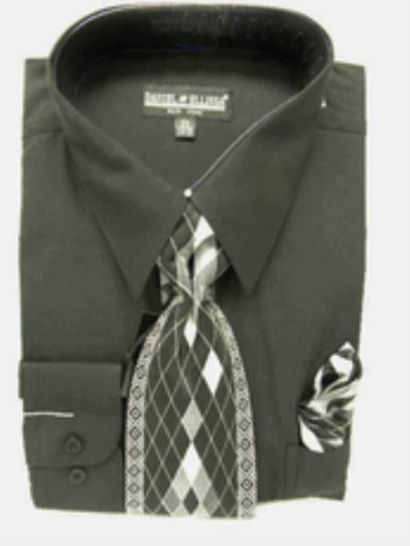 Affordable Clearance Cheap Mens Dress Shirt Sale Online Trendy - Black Combinations Tie Set Men's Dress Shirt