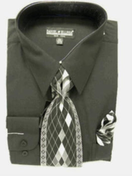 Affordable Clearance Cheap Mens Dress Shirt Sale Online Trendy - Black Combinations Tie Set Men's Dress Shirt