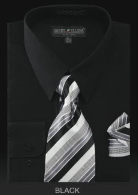 Affordable Clearance Cheap Mens Dress Shirt Sale Online Trendy - D.Lime Classic Cotton Dress Shirt with Ties and Handkerchiefs