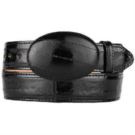 Men's Belvedere Genuine Eel Skin Dress Belt in Black main image 1