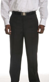 Men's Lightly Striped Flat-Front Dress Pants Black