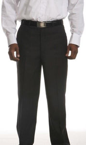 Men's Lightly Striped Flat-Front Dress Pants Black