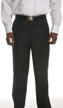 Men's Lightly Striped Flat-Front Dress Pants Black
