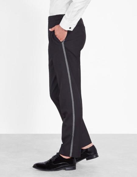 men's dress pants black tapered Men's Classic Black Slim Fit tuxedo Flat Front Men's Tapered Men's Dress Pants Black / Dress size Pants : 40