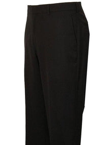 Men's Black Stylish Flat Front Atticus Classic Fit Wool Pant unhemmed unfinished bottom