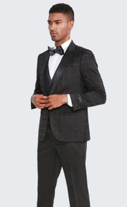 Black Floral Tuxedo Suit - Black Patterned Tuxedos Jacket