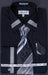 French Cuff Tie, Hanky and Cuff Links - Patched Black Men's Dress Shirt