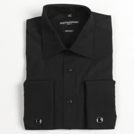 Black French Cuff Big & Tall Shirt 18 19 20 21 22 Inch Neck Men's Dress Shirt Black / 15.5” Neck / 33-34” Sleeve