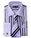 Classic Fit French Cuff Striped Black Shirt With Matching Tie And Hanky White Collar Two Toned Contrast Men'S Dress Shirt