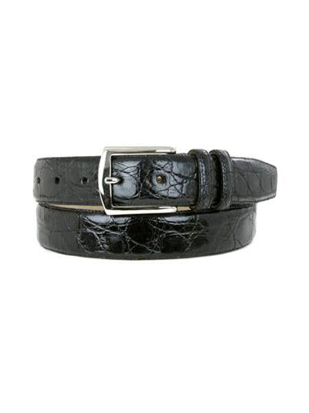 Mezlan Belts Brand Men's Genuine Crocodile Black Skin Cinturon De Cocodrilo