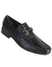 Los Altos Boots Men's Stylish Black Genuine Caiman Belly And Lizard Classic Slip-On Dress Shoes