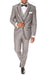 Groomsmen Suits Men's Grey And Black Trimmed 3 Piece Slim Fit Polyester Vested Tuxedo