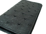 Men'S Genuine Exotic Animal Skin Ostrich Checkbook - Black