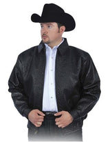 G-Gator Men's Black All Over Genuine Ostrich Pull Up Zipper Jackets