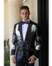 Men'S Black And Silver Fashion Paisley Print Tuxedo Sequin ~ Shiny ~ Flashy ~ Sharkskin Blazer Dinner Jacket
