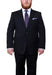 Mix and Match Suits Men's Black Portly Fit Pinstriped Two Button Super 130's Suit Executive Fit Suit - Mens Portly Suit