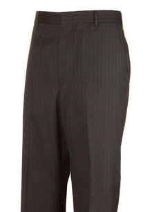 Black Striped Plain Front Dress Pants unhemmed unfinished bottom