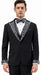Black Prom Tuxedo - Perfect Wedding Suit Vested Rhinestone sequin Lapelled