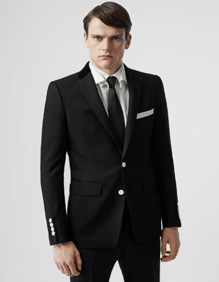 Modern White Simple One Button Wedding Suit with Black Lapel main image 1
