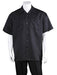 Men's Solid Black Casual Short Sleeve 100% Polyester Casual Two Piece Walking Outfit For Sale Pant Sets Suits