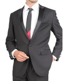 Single Button Skinny Slim Fit satin peaked lapel Tuxedo
