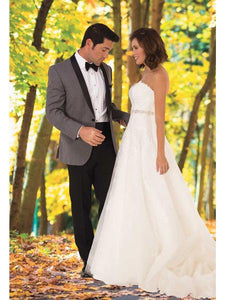 Men's Black Shawl Lapel Modern Slim Fit Smoke Grey Wedding Tuxedo